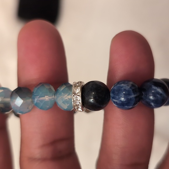 Avon|I Wish You Beaded Bracelet-PEACE- Blue Stone and Blue Crytals Beads - Picture 8 of 11